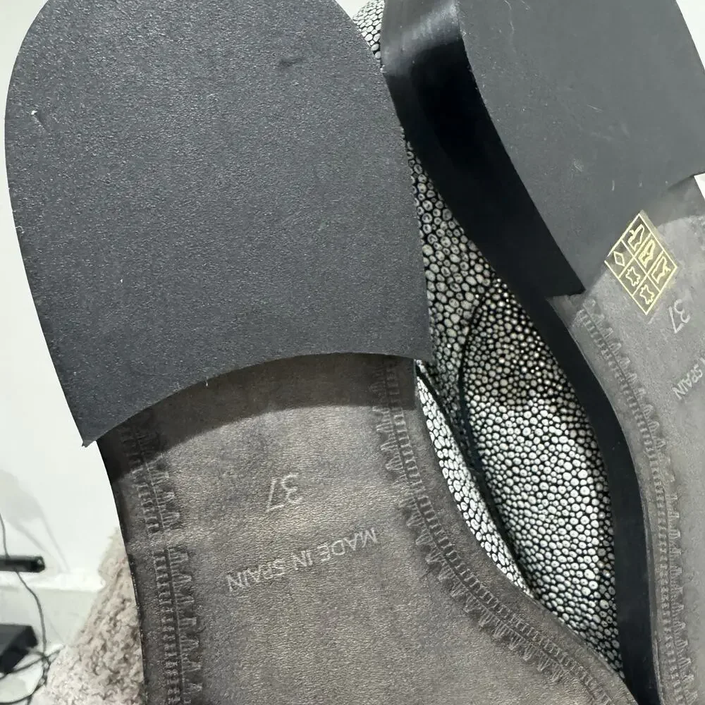 Miista London Adelaide Black/Silver Stingray Artsy Oxford Loafer 37